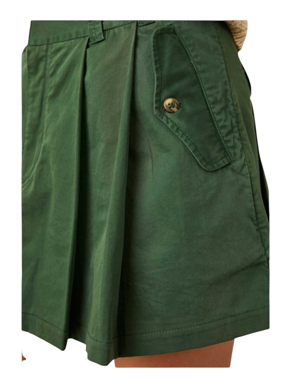 Free People Pleats To Meet You Mini Skirt Forest Green Cotton Preppy Academia - Picture 7 of 7
